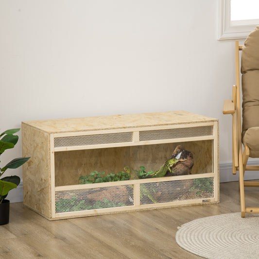 Reptile Terrarium Vivarium, Climbing Pet Containers, Reptile Habitat, with Sliding Doors, Breathable Mesh for Lizards Horned Frogs