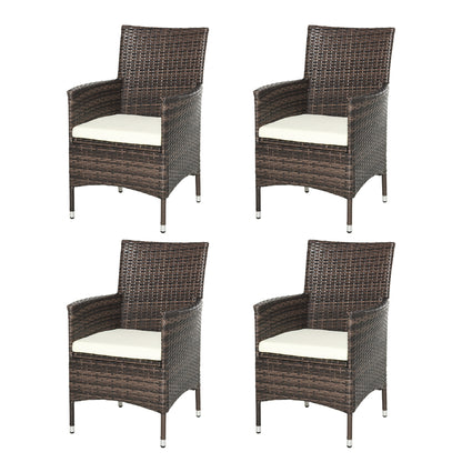 Outsunny 4 Piece Rattan Chair Set, Patio Sofa Chairs Set, Cushioned Outdoor Rattan Furniture