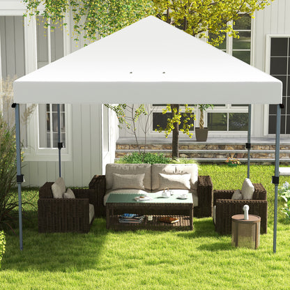 Outsunny 3 x 3(m) Pop Up Gazebo 1 Person Easy Up Marquee Party Tent 1 Button Push Adjustable Straight Legs Instant Shelter - White