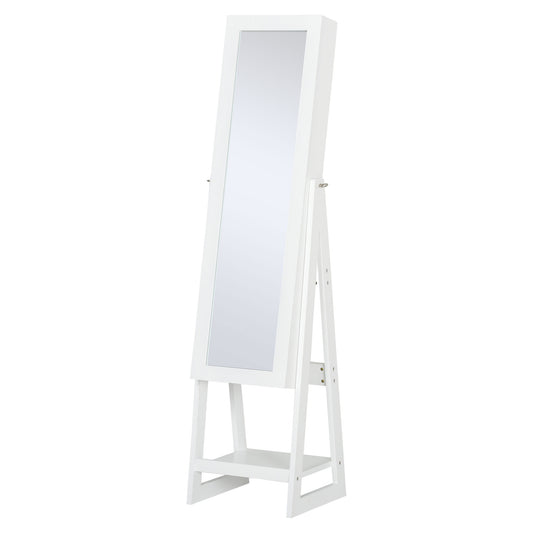 LED Light Jewellery Cabinet Storage Armoire With 2 Mirrors Drawers Hooks Shelves Make-Up Vanity Dresser - White