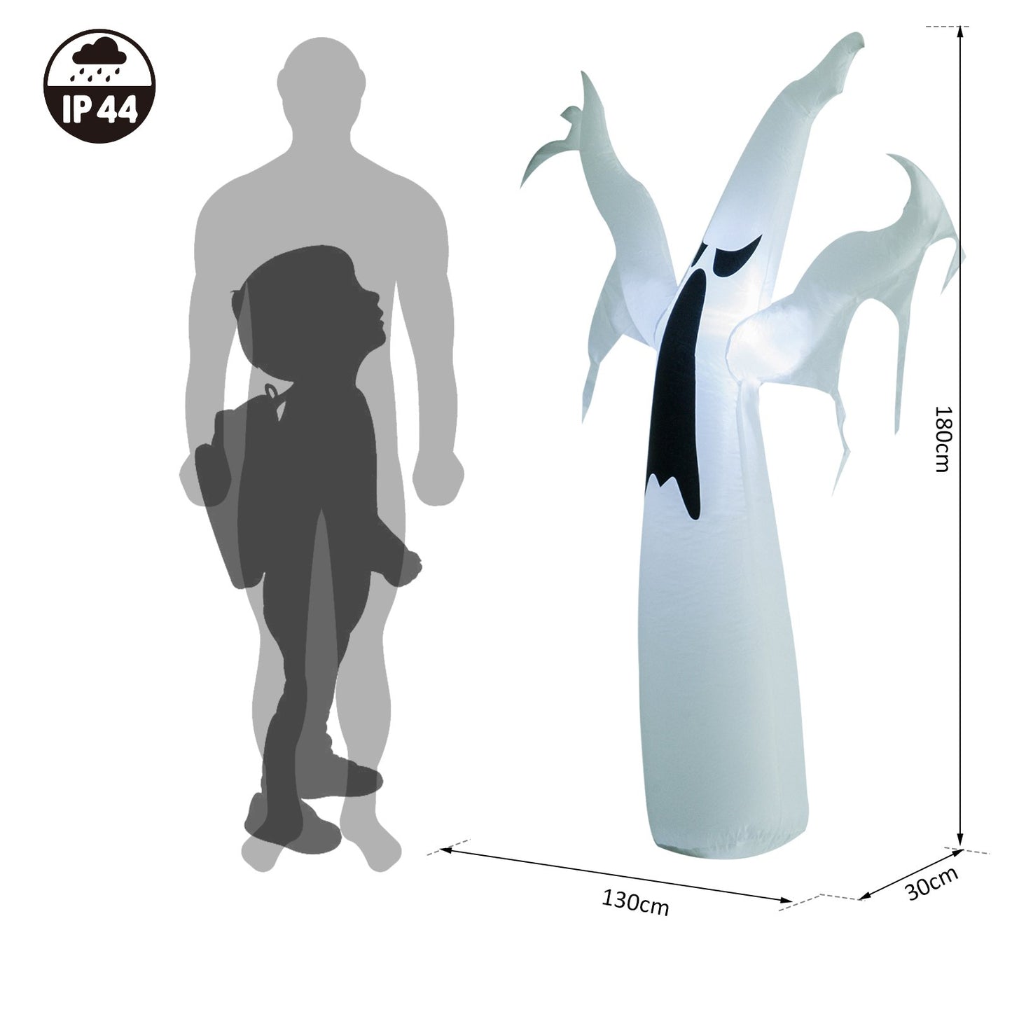 Scary Ghost Inflatable Halloween Scary Ghost Outdoor Decoration with LED Lights 1.2M