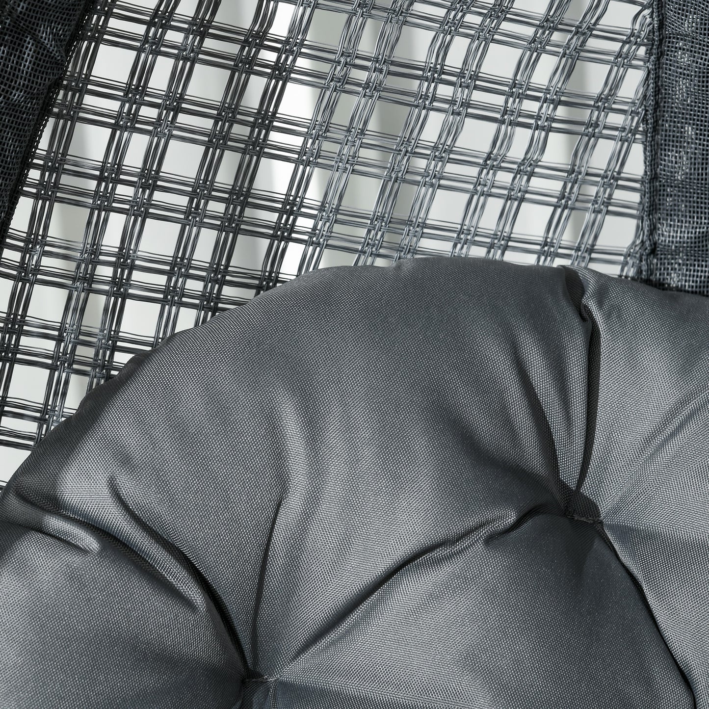 Outsunny Outdoor Swing Chair w/ Thick Padded Cushion, Patio Hanging Chair w/ Metal Stand, Foldable Basket, Cup Holder, Dark Grey