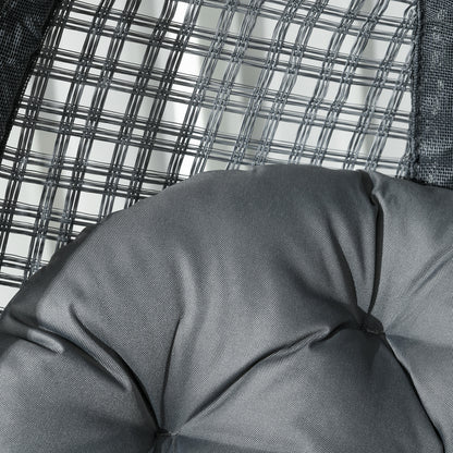 Outsunny Outdoor Swing Chair w/ Thick Padded Cushion, Patio Hanging Chair w/ Metal Stand, Foldable Basket, Cup Holder, Dark Grey