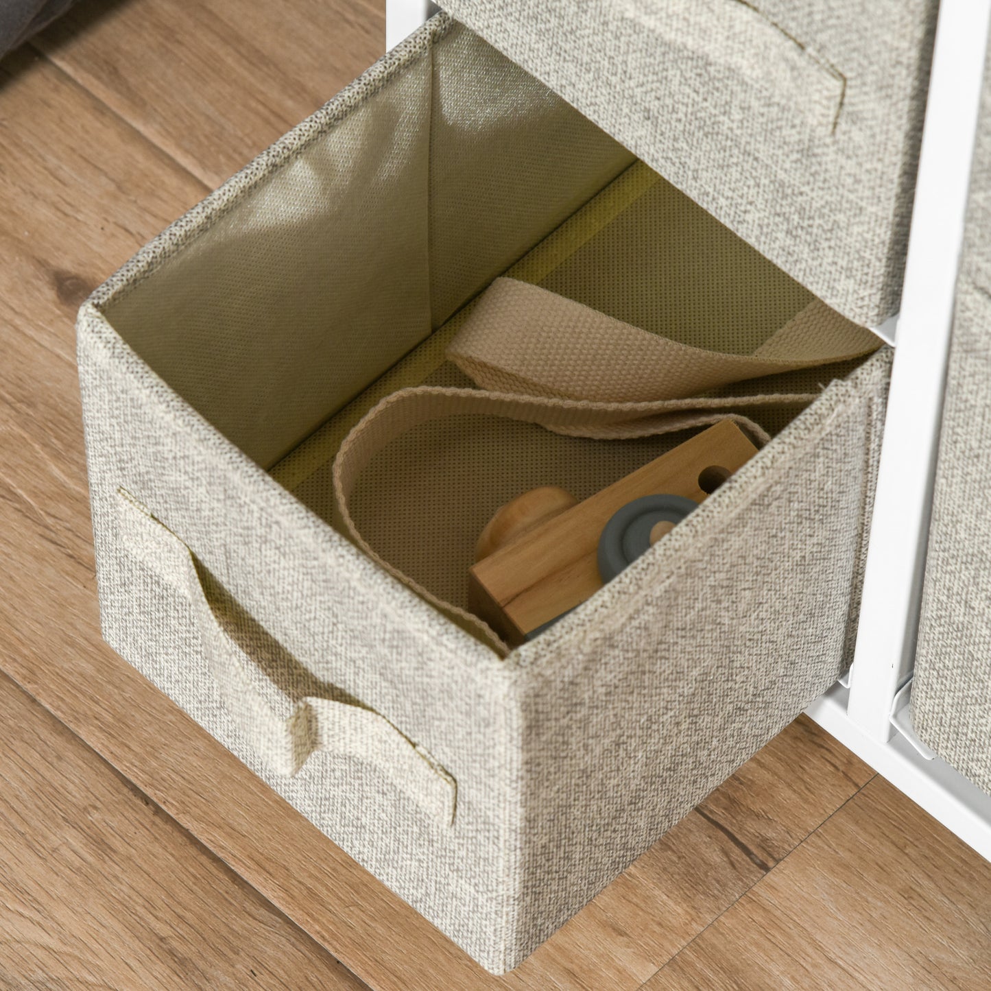 Vertical 7 Linen Drawers Cabinet Organizer Storage Dresser Tower with Metal Frame Adjustable Feet for Living Room, Bathroom, Kitchen