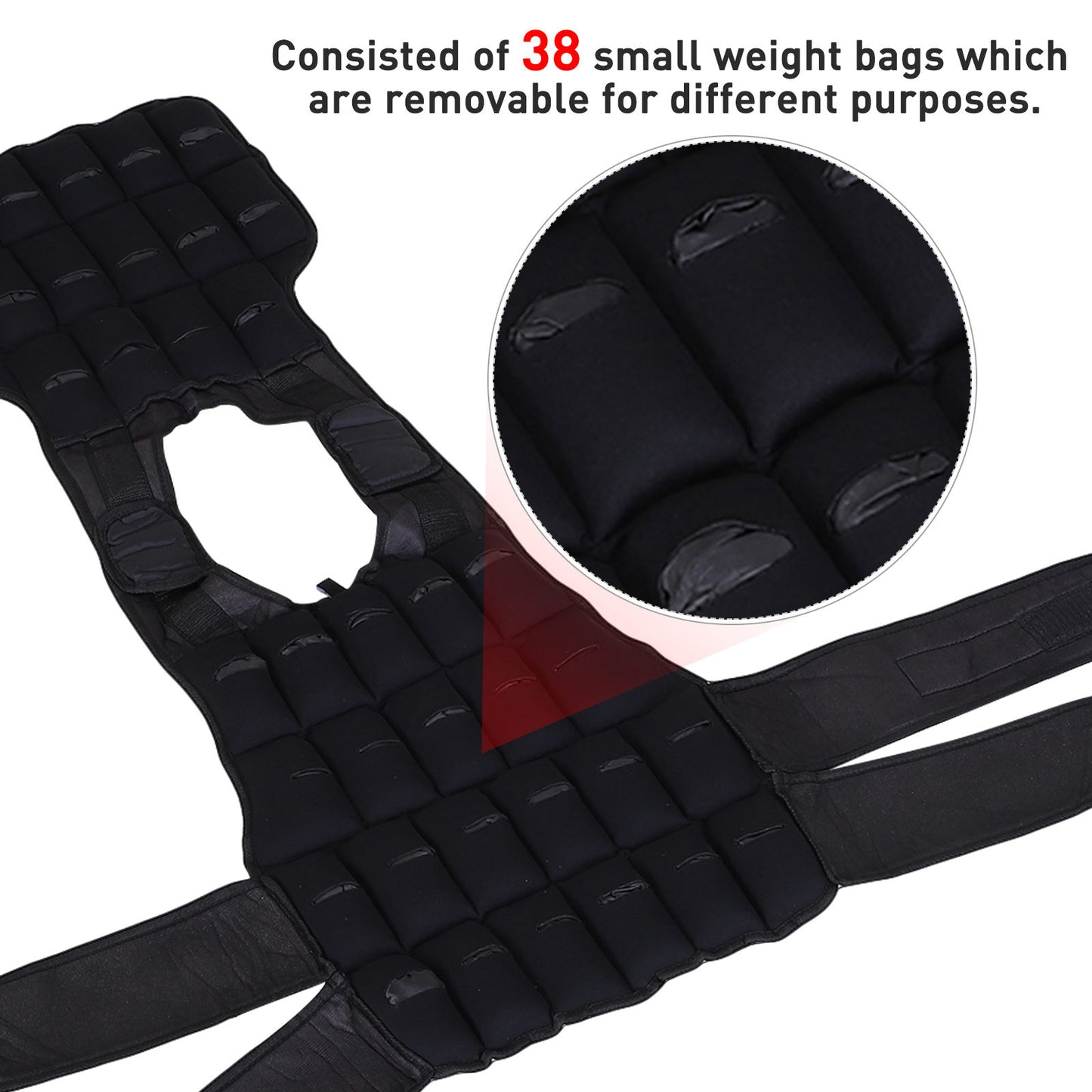 Metal Sand Weight Adjustable Unisex Trainer Vest Black/Red 10KG