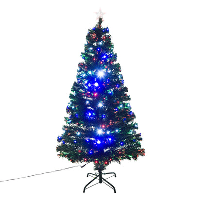 5ft 150cm Green Fibre Optic Artificial Christmas Tree - Multicolour