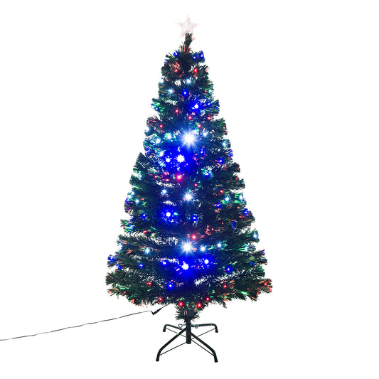 5ft 150cm Green Fibre Optic Artificial Christmas Tree - Multicolour