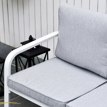 Outsunny 4-Seater Outdoor PE Rattan Table and Chairs Set White/Grey