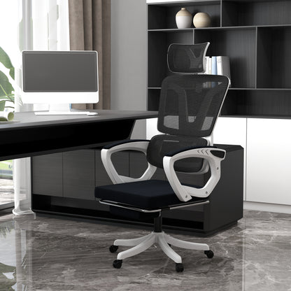 Reclining Office Chair | 3 Position 100–130° Recline | Adjustable Headrest | Lumbar Support | Retractable Footrest | Linen-Look Padded | 44-52cm Seat Height | 120kg | Black