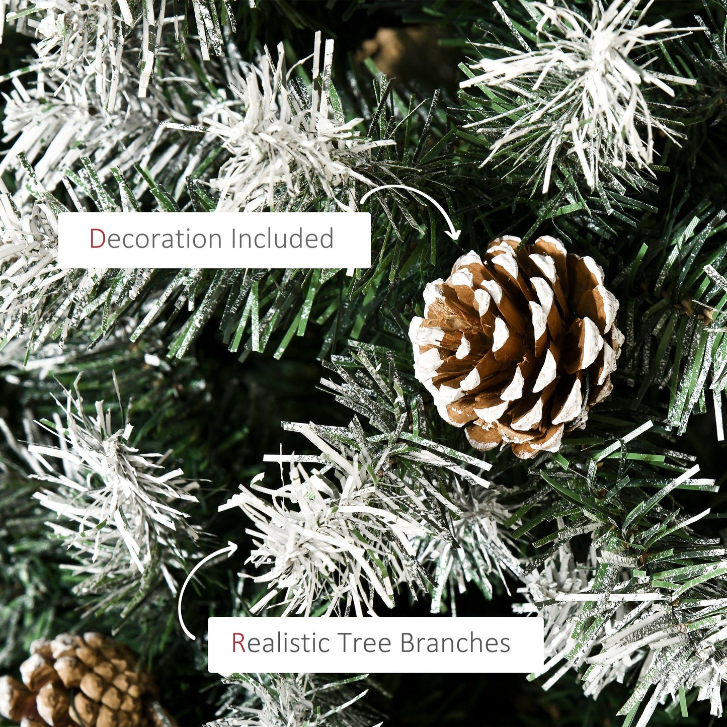 6FT Artificial Christmas Tree With Pine Cones, Holiday Home Decoration Automatic Open, Green