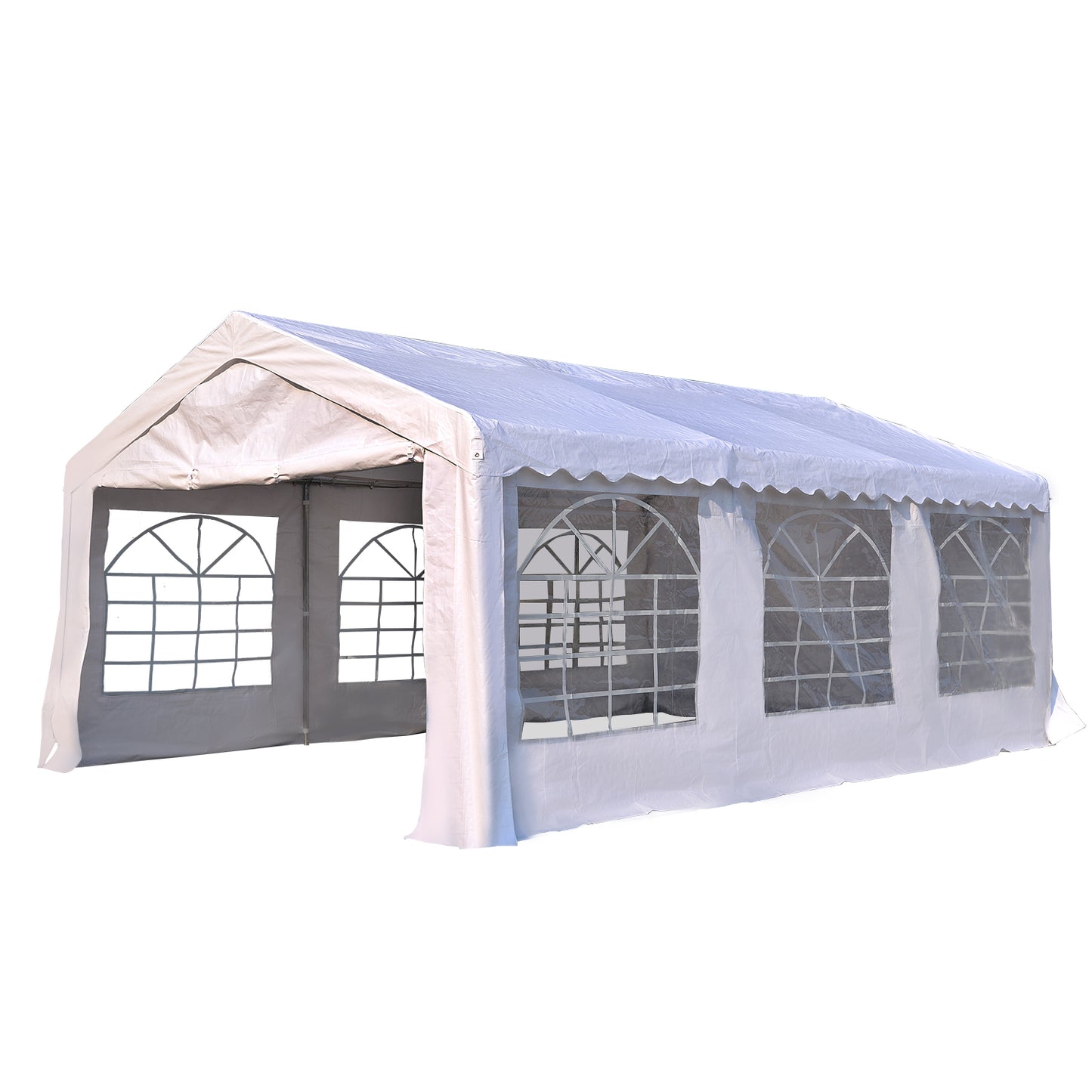 Outsunny 6m x 4m Party Tents Portable Carport Shelter w/ Removable Sidewalls & Doors Party Tent Shelter Car Canopy