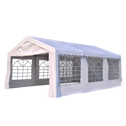 Outsunny 6m x 4m Party Tents Portable Carport Shelter w/ Removable Sidewalls & Doors Party Tent Shelter Car Canopy