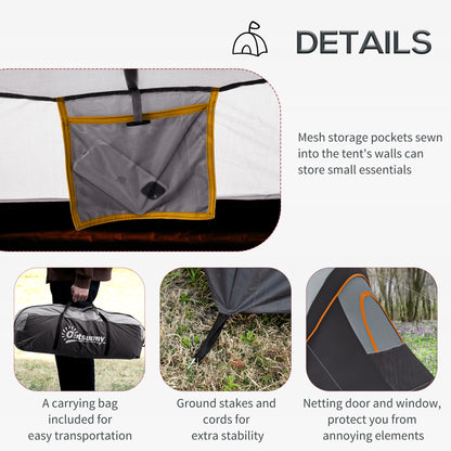 Outsunny 5-6 Man Dome Camping Tent Hiking Shelter UV Protection 3000mm Water Resistant Tunnel Tent - Multicolor