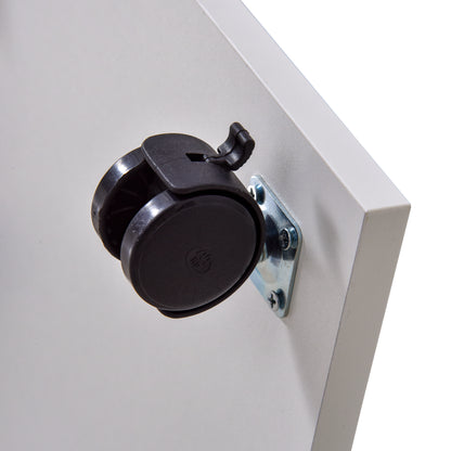 C - Shape End Table Unique Storage Unit w/ 2 Shelves 4 Wheels Freestanding Home Office Furniture Cabinet Square Studio White