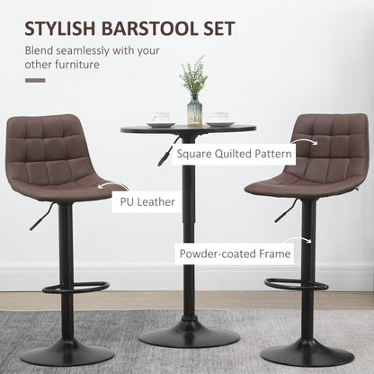 Bar Stools Set of 2, Counter Height Barstools Dining Chairs 360° Swivel with Footrest for Home Pub and Kitchen, Brown