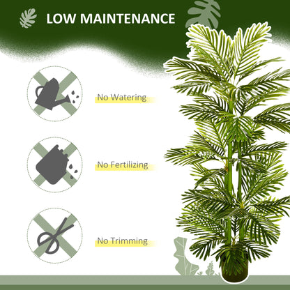 Artificial Plant Tropical Palm in Pot, Fake Plants for Home Indoor Outdoor Decor, 15x15x140cm