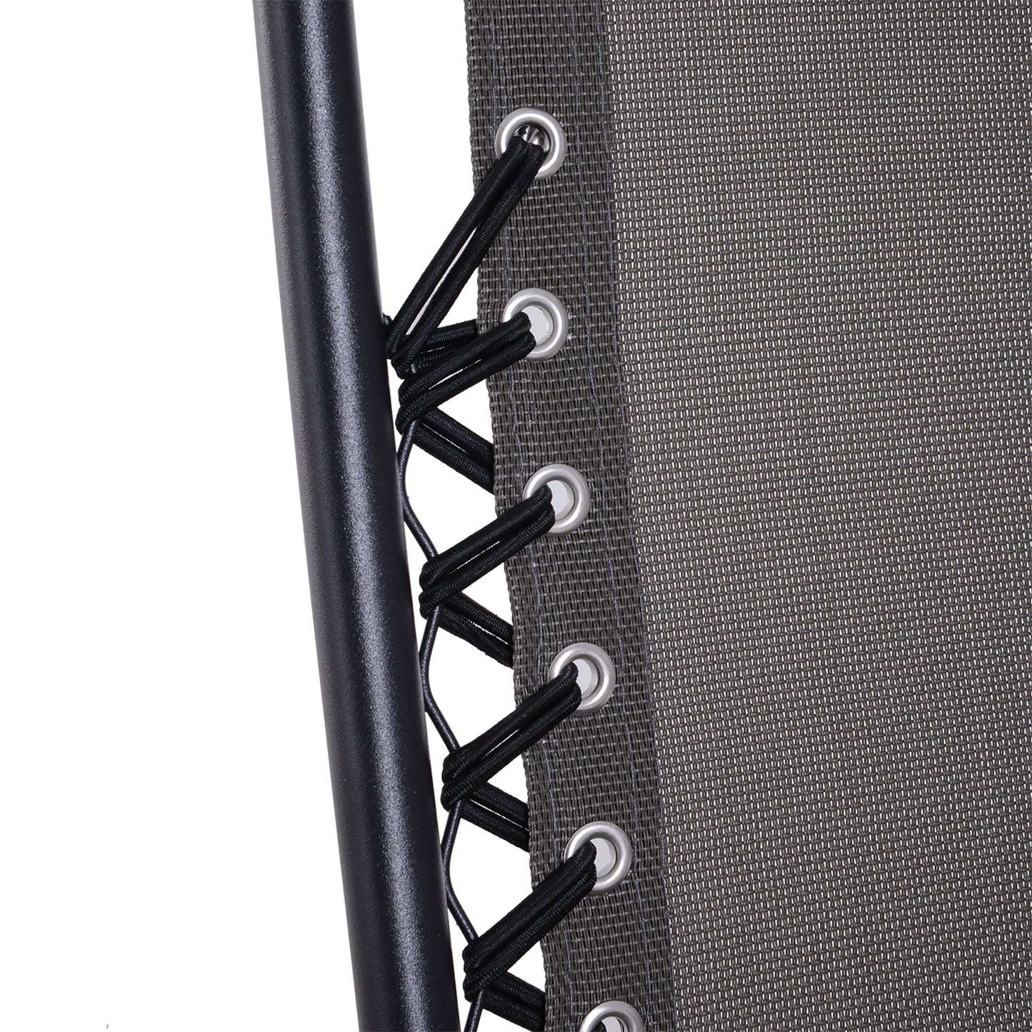 Outsunny 3 Piece Folding Zero Gravity Chairs Sun Lounger Table Set w/ Cup Holders Reclining Garden Yard Pool, Dark Grey