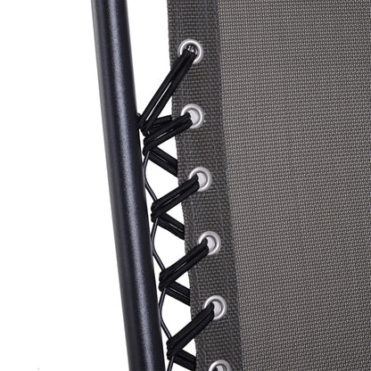 Outsunny 3 Piece Folding Zero Gravity Chairs Sun Lounger Table Set w/ Cup Holders Reclining Garden Yard Pool, Dark Grey