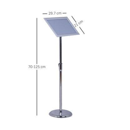 HOMCOM A4 Poster Stand height Adjustable Display Stands Board Replaceable Vertical & Horizontal with Metal Base Silver