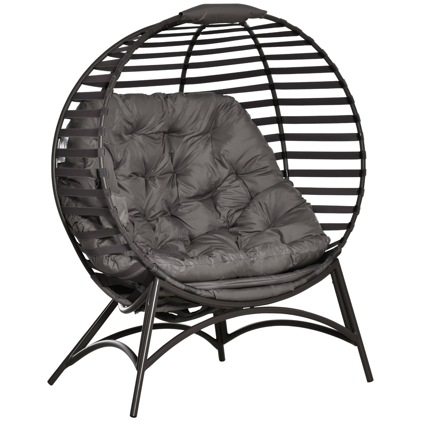 Outsunny 2 Seater Egg Chair with Soft Cushion, Steel Frame and Side Pocket, Garden Patio Basket Chair for Indoor, Outdoor, Brown