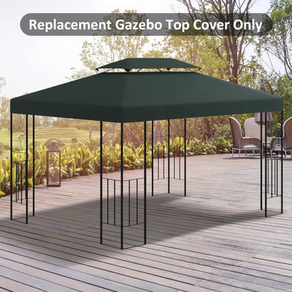 Outsunny 3x4m Gazebo Replacement Roof Canopy 2 Tier Top UV Cover Garden Patio Outdoor Sun Awning Shelters Deep Grey (TOP ONLY)