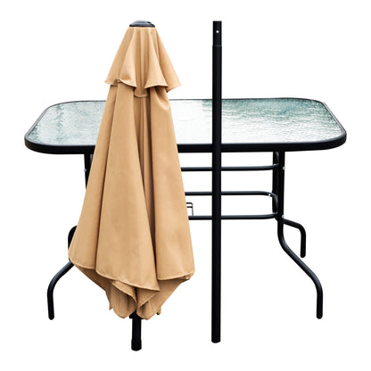 Outsunny 8 Piece Dining Set W/Umbrella, Textilene-Beige