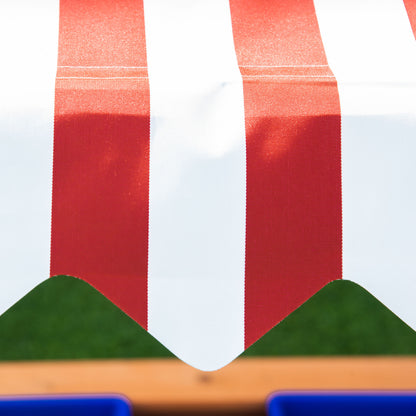 Outsunny Kids Wooden Sandbox, Children Sand Play Station Outdoor with Adjustable Height Cover, Bottom Liner, Seat, Plastic Basins, Aged 3-7 Years Old