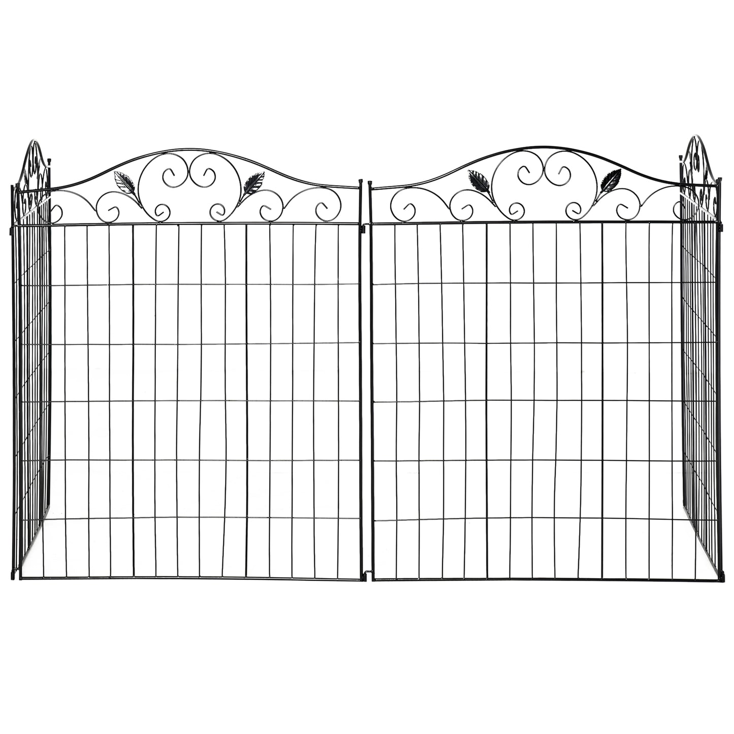 Outsunny Garden Decorative Fence 4 Panels 44in x 12ft Metal Wire Landscape Border Edging