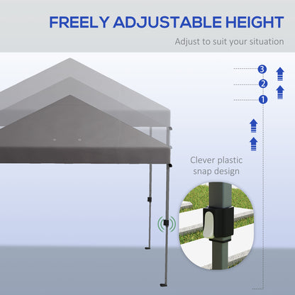 Outsunny 3 x 3(m) Pop Up Gazebo 1 Person Easy Up Marquee Party Tent 1-Button Push Adjustable Straight Legs Instant Shelter - Grey