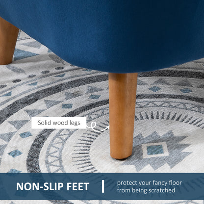 Accent Chair Velvet Fabric Single Sofa Armchair Home Living Room Solid Wood Leg Upholstered Side Armchair Blue