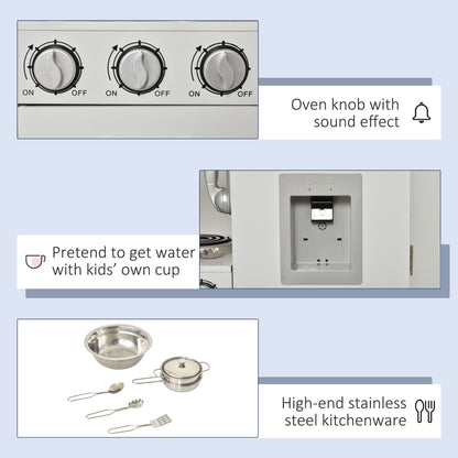 Kids Kitchen Playset Luxury Kitchen Accessories Set Pretend Cooking Set with Telephone Ice Machine, White