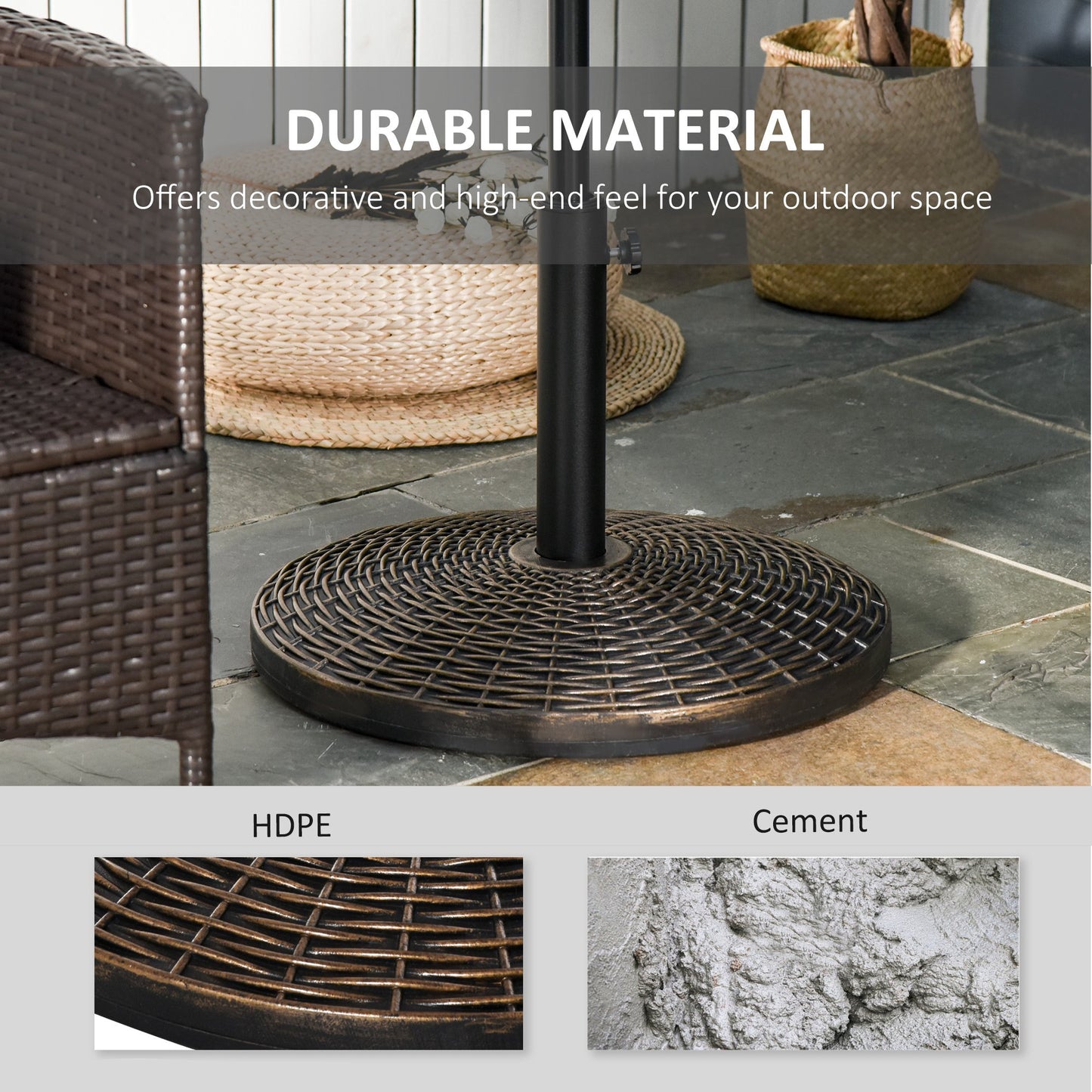 Outsunny Patio Weighted Umbrella Base Parasol Holder Outdoor Stand 25kg