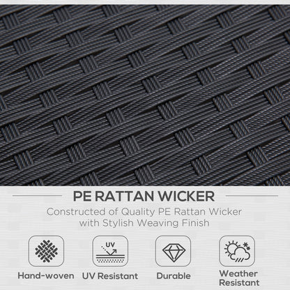 Outsunny 4PC Rattan Garden Furniture Set 2 Single Sofa Arm Chairs 1 Bench Loveseat with Cushions & Coffee Table Patio Backyard Wicker Weave