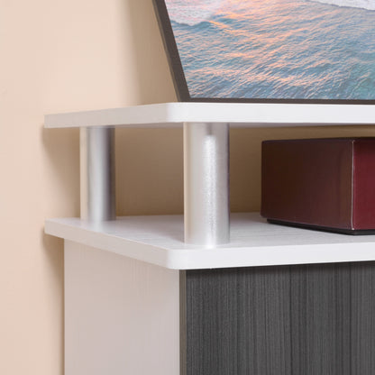 TV Cabinet Unit for TVs up to 55'' with Storage Shelf and Cupboards, Living Room Entertainment Center Media Console, Grey and White