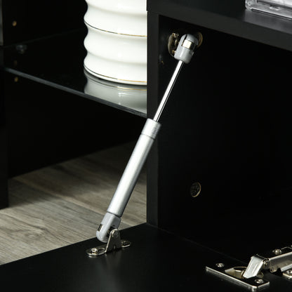 High Gloss TV Stand Cabinet with LED RGB Lights and Remote Control for TVs up to 65", Media TV Console Table with Storage Compartment, Black