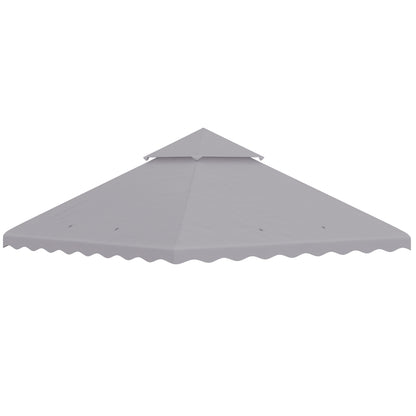 Outsunny 3 x 3 (m) Gazebo Canopy Replacement Covers, 2-Tier Gazebo Roof Replacement (TOP ONLY), Light Grey