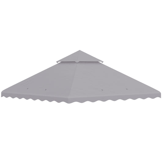 Outsunny 3 x 3 (m) Gazebo Canopy Replacement Covers, 2-Tier Gazebo Roof Replacement (TOP ONLY), Light Grey