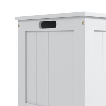 Storage Chest, Modern Storage Trunk with 2 Safety Hinges and Cut-out Handles, Wooden Toy Box for Living Room, Entryway, 76 x 40 x 48 cm, White