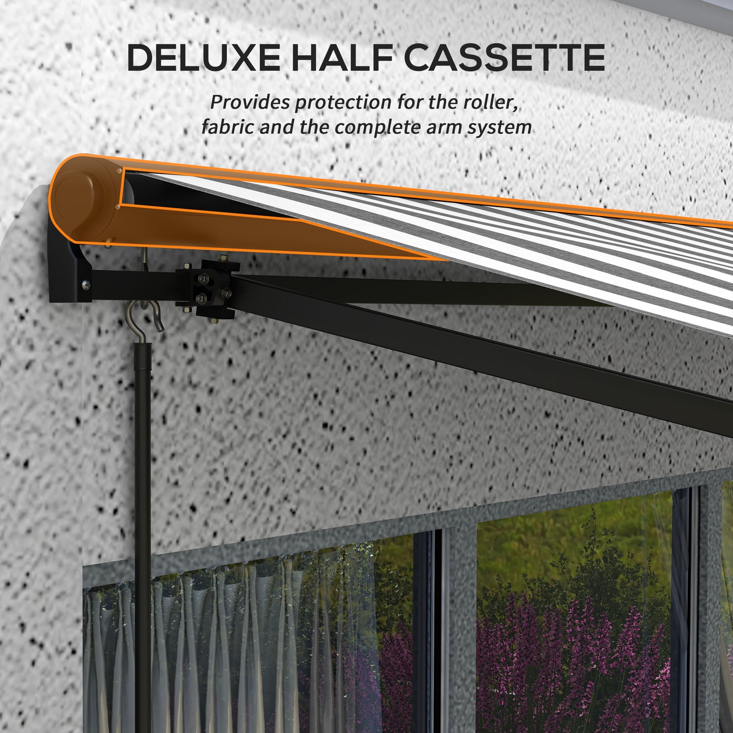 Outsunny 3 x 2m Aluminium Frame Electric Awning, Retractable Awning Sun Canopies For Patio Door Window