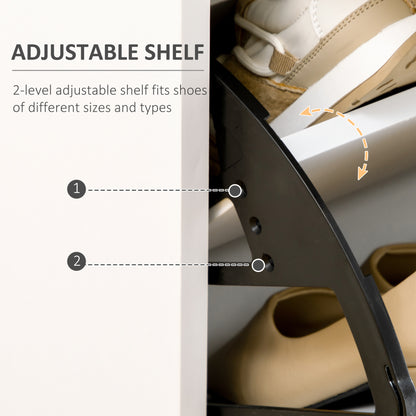 Modern Shoe Cabinet with 2 Flip Doors, Drawer and Adjustable Shelf, Hallway Shoe Cupboard Storage Organizer for 12 Pairs of Shoes, White