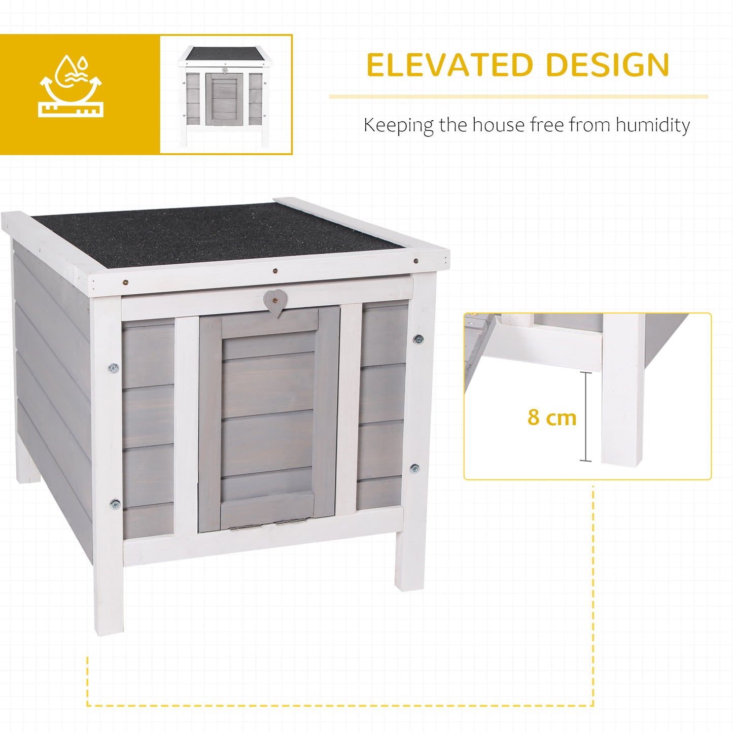 PawHut Wooden Rabbit Hutch Bunny Puppy Cage Guinea Pig Hutch, Rabbit Hideaway, Cat House, Pet Habitat Small Animals