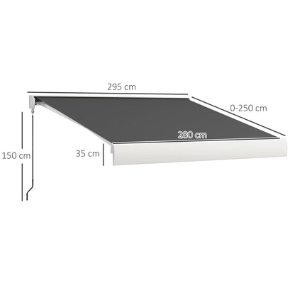 Outsunny 3 x 2.5m Electric Retractable Awning with Remote Controller, Aluminium Frame Sun Canopies for Patio Door Window