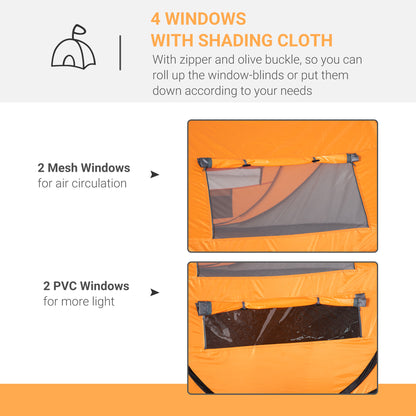 Outsunny 4-5 Person Pop-up Camping Tent Waterproof Family Tent w/ 2 Mesh Windows & PVC Windows Portable Carry Bag for Outdoor Trip