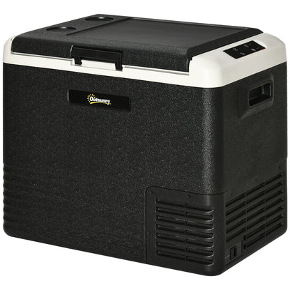 Outsunny 50L Car Refrigerator, Portable Compressor Car Fridge Freezer, Electric Cooler Box with 12/24V DC and 110-240V AC for Camping Down to -20℃