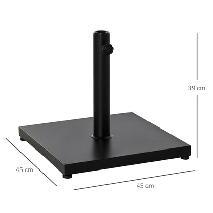 Outsunny Steel Square Parasol Stand Base w/ Adjustable Knob Umbrella Stand Black
