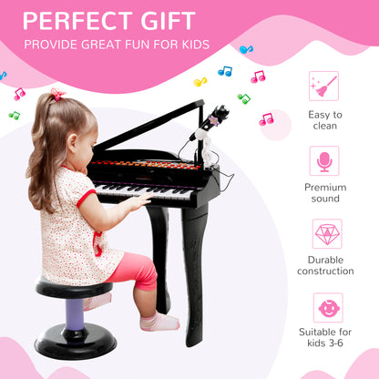Mini Electronic Piano With Stool Black