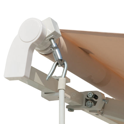 Outsunny 4 x 2.5m Retractable Manual Awning Window Door Sun Shade Canopy with Fittings and Crank Handle Beige