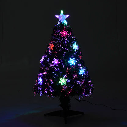 3ft Fibre Optic Christmas Tree 90cm With Showflakes, Green