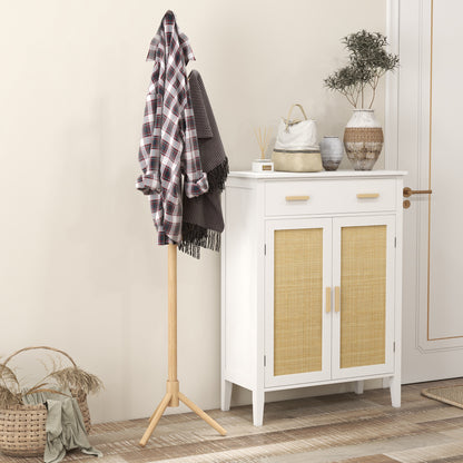 Eight-Hook Wooden Coat Hat Holder Organiser Rack - Natural