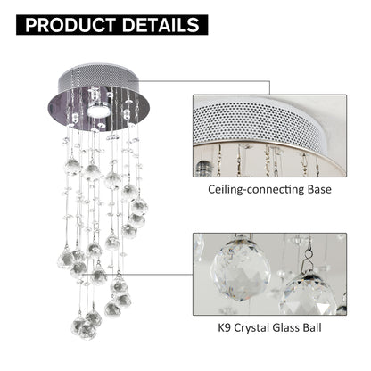 Metal Crystal Ceiling Light Chandelier Elegant Pendant Lamp Living Room Stairway Stairway Spiral Rain Drop Pendant Lamp Silver